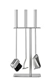 HANSA Premium Kaminwerkzeuge Set (3 Teile) SS Edelstahl Vierkantaufhänger Modern, Feuerwerkzeuge Begleitset Zubehör Kamin Edelstahlbürste