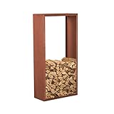 prima terra Kaminholzregal Kaminholzunterstand Brennholzregal Kaminholz Aufbewahrung Bausatz Edelrost Maße 158x78cm Tiefe 35cm