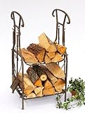 DanDiBo Kaminholzregal mit Kaminbesteck 130007 Kaminholzständer 94 cm Holzkorb Kaminset