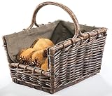 Kobolo Kaminholzkorb aus Rattan | 50x38x33 cm | braun | robuster Holzkorb mit abnehmbarem Stoffeinsatz | praktische Holztrage für Brennholz & Feuerholz | dekorativer...