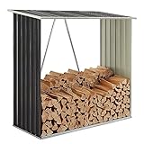 Juskys Holzunterstand Enno für Brennholz außen - Kaminholzregal aus Stahl - Unterstand für Kaminholz aus Metall...