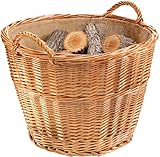 Kobolo Dekorativer Kaminholzkorb aus Weide mit praktischen Griffen